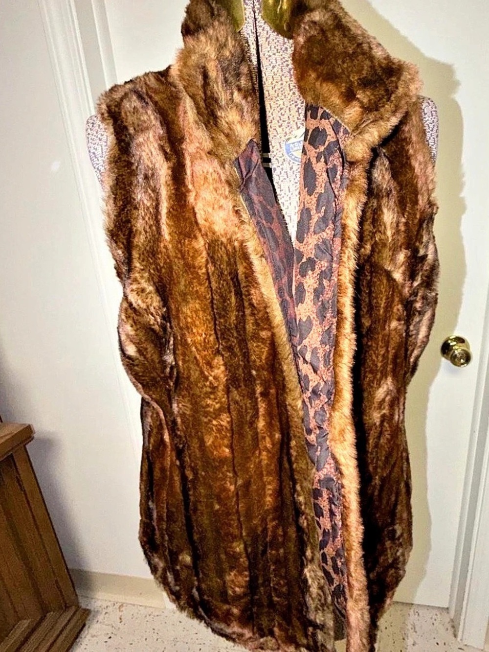 Chico's Faux Fur Animal Print Vest Size 2
